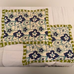 Pair of Anthropologie quilted standard floral pillow shams